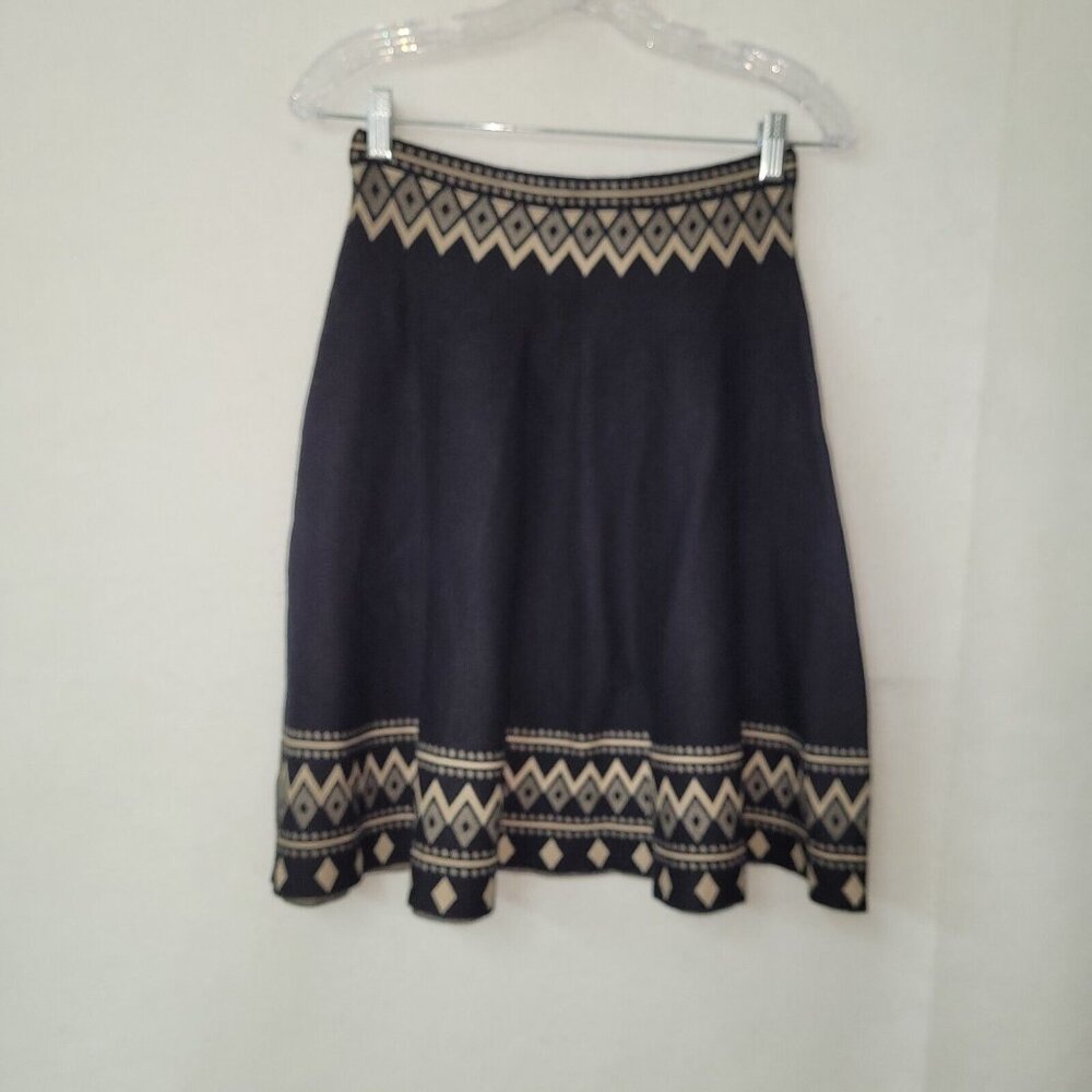 Sioni Skirt Womens S Black Tan Diamond‎ Knit Circle Skater Sweater Knit Short